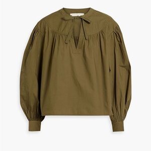 Ulla Johnson cotton poplin gathered peasant blouse top 4